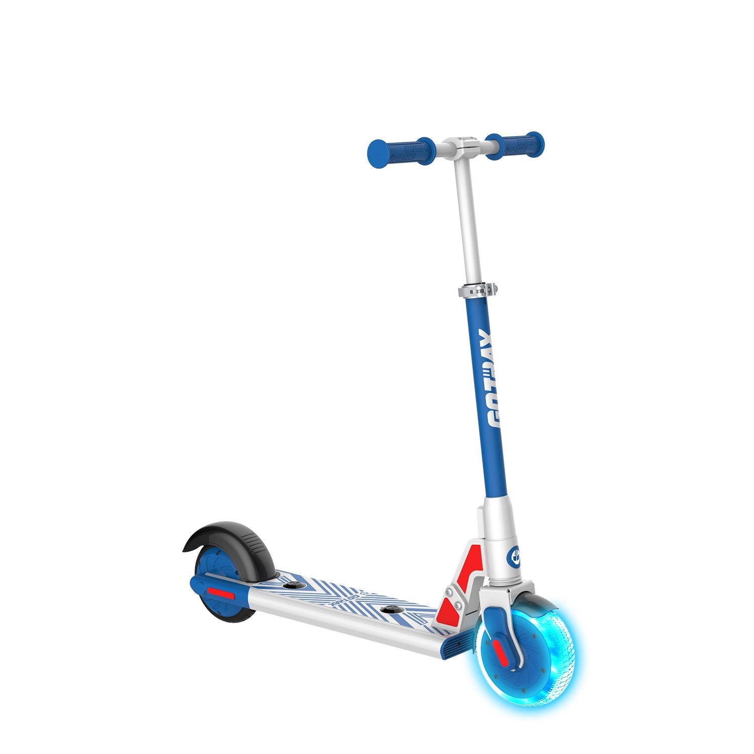 blue gks lumios electric scooter for kids angle image
